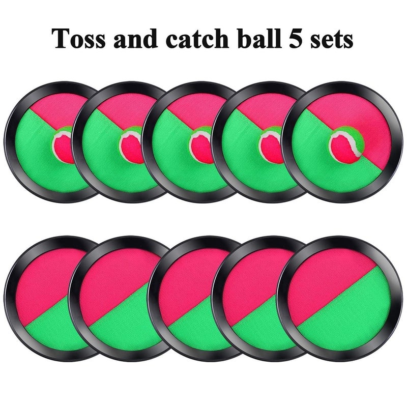 Cooraby Toss and Catch Paddle Game 5 Set Paddle Toss and Catch Ball Sport Games Suitable for Sports, Beach and Party Favor with Storage Bag, 10 Paddles and 5 Balls - Image 4